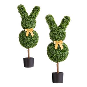 Confezione da 2 Sfere Topiaria Artificiali di Bosso da 90 cm, Certificato UV, Facile Montaggio, Effetto Albero di Seta Finto - Product Image 1