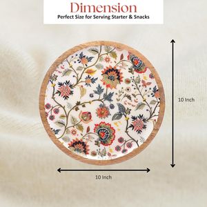 Bandeja Redonda de Madera de Mango con Recubrimiento Esmaltado, Ideal para Regalos, Hogar, Cocina y Desayuno - Product Image 2