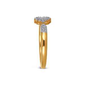 Classic Curve Diamond <b>Ring</b> Elegant Flower Shape <b>Ring</b> Gold Finish with Round Brilliant Lab-Grown Stone Floral Pave Design - Product Image 3