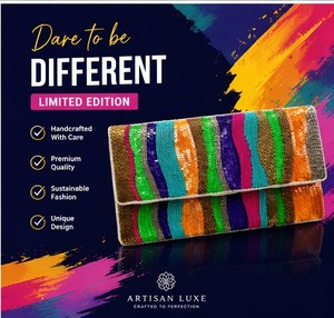 Bolso de mano artesanal con cuentas de colores vibrantes – Elegante bolso de noche para mujer, hecho a mano con cuidado, de calidad premium y diseño exclusivo. - Product Image 5