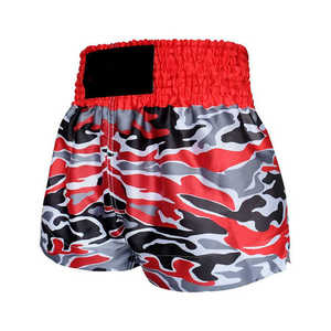 กางเกงมวยไทยลายพรางสีแดงเทา น้ำหนักเบา สำหรับฝึกซ้อมมวยไทย - Product Image 1