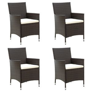 4-Piece Poly <b>Rattan</b> Patio <b>Chairs</b> in Brown with Comfortable <b>Cushions</b> - Product Image 1