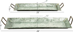 ชุดถาดโลหะทรงสี่เหลี่ยมผืนผ้า 2 ใบ ขนาด 29 นิ้ว 25 นิ้ว สีเทาเคลือบกัลวาไนซ์ พร้อมหูจับลายสวยงาม สำหรับตกแต่งในโอกาสครบรอบ - Product Image 6