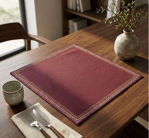 Set de table rectangulaire en tissu chinois traditionnel fait main avec un design de bordure coloré - Product Image 2