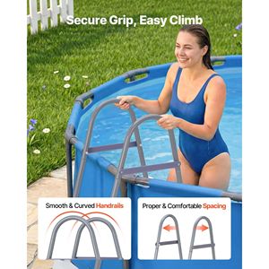 Scala a 3 gradini in acciaio a forma di A per piscina fuori terra con parete alta 42 pollici, capacità di carico 300 libbre, gradini per ingresso/uscita - Product Image 5
