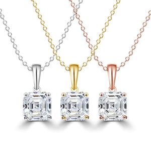 จี้เพชรทรง Asscher สำหรับผู้หญิง ดีไซน์พิเศษ ชุบโรเดียม ทองคำขาว ทองคำโรสโกลด์ เงินแท้ ได้รับการรับรองจาก IGI หรูหรา สวยงาม - Product Image 4