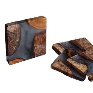 Juego de posavasos de resina epoxi de calidad para el hogar con efecto océano decorativo cuadrado redondo posavasos de resina de madera epoxi de Craftsy Home - Product Image 1