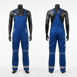 Men Blue <b>Work</b> Coverall With Reflective Stripes Cotton Material Needle Detection Feature <b>work</b> <b>trousers</b> safety uniform - Product Image 1