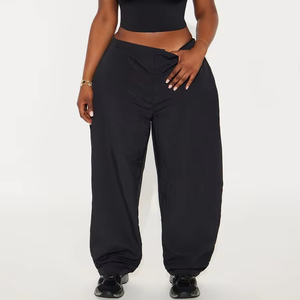 Pantalones Paracaídas de Cintura Alta y Pierna Ancha, Estilo Casual y Holgado, Color Negro, Marca Privada OEM, Pantalones para Hombre - Product Image 1