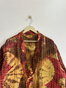 Boho Tie Dye Handmade Vintage Kantha <b>Quilted</b> <b>Jacket</b> Bohemian Short Kimono <b>Jacket</b> - Product Image 3
