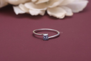 IGI Certified Blue <b>Cushion</b> Cut Lab Grown Diamond Solitaire Engagement <b>Ring</b> 14K White / Rose & Yellow Gold Minimalist Bridal <b>Ring</b> - Product Image 1