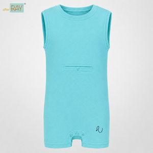 Combinaison adaptative bleu aqua |   Combinaison spéciale pour enfants, sans manches, en coton extensible, à jambes longues, avec fermeture à boutons-pression, facile à enfiler, unisexe, toutes tailles - Product Image 1