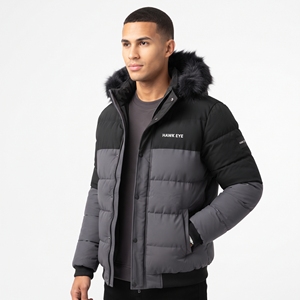 High Quality <b>Men's</b> Winter <b>Corduroy</b> Puffer Coat Wholesale Two Tone Color Blocking Faux Fur Lined Insulated Outdoor <b>Jacket</b> - Product Image 4