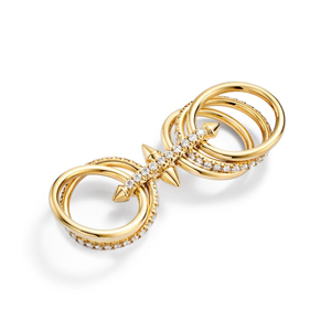 Yellow <b>Gold</b> Diamond <b>Cocktail</b> <b>Ring</b> Arrow Shape Luxury Unisex Jewelry - Product Image 3