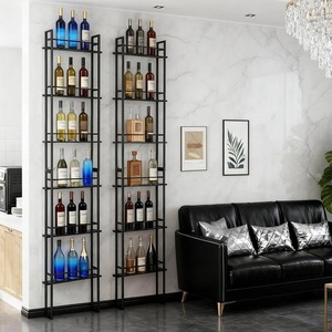 Élégant porte-vin vertical noir mat pour 15 bouteilles, idéal pour les espaces étroits, présentoir à vin décoratif en métal autoportant - Product Image 4