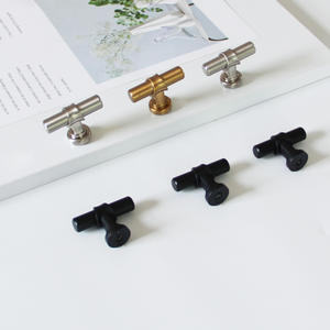 Tiradores Modernos Industriales en Forma de T para Gabinetes, Cuerpo de Hierro, Base de Aleación de Zinc, Tiradores para Cajones de Cómoda, Negro Dorado, Duraderos y Ecológicos - Product Image 2