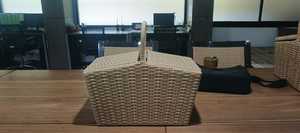 Cesta de Almacenamiento de Ratán Rectangular con Asa, Estilo Rústico, Hecha a Mano, Ecológica, Multiusos, Organizador para Sala de Estar - Product Image 2