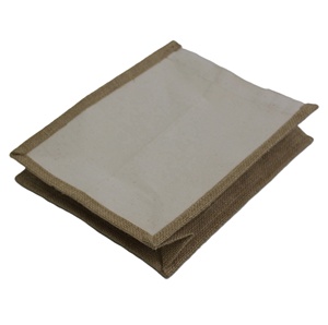 Sac fourre-tout en toile de coton naturel écologique, personnalisé, petit format, avec côtés en jute, pour promotion et cadeaux. - Product Image 5