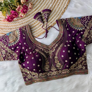 เสื้ออินเดียทำด้วยมือสำหรับเจ้าสาวดีไซน์เปิดหลังพร้อมด้ายหนางานปักตามลำดับลาเต้ที่น่าทึ่ง - Product Image 4