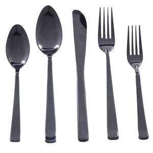 Lujoso juego de cubiertos de 5 piezas Acabado brillante Negro pulido con asas inspiradas en Jockey para hogares y eventos modernos - Product Image 1