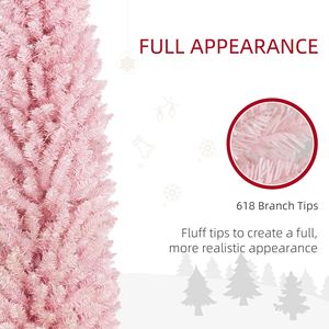 Tall Slim Noble Fir Artificial Christmas <b>Tree</b> with Warm White LED <b>Lights</b> Pre-Lit Branch Tips for Festive Christmas Decorations - Product Image 3