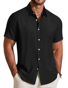 Chemise Homme Imprimée Fraîche à Manches Courtes, Motif Floral Tropical, Décontractée, Boutonnée, Couleurs Vives, Idéale Plage et Été - Product Image 1