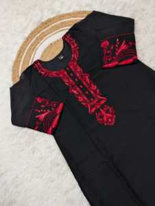 Designer Embroidery Work Blooming Georgette Black <b>Kurti</b> With Pant And Blooming Georgette Dupatta Set - Product Image 5