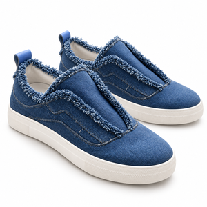 Denim <b>Slip</b> on Sneakers Round Toe Breathable Soft Rubber Outsole Spring All Seasons EVA Midsole Light Weight Comfort - Product Image 5