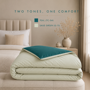 300 GSM Sage Green Teal Reversible Dual Tone Microfiber Comforter | Soft Plush All Season <b>Bedding</b> <b>Quilt</b> for Hotel Guest Room Use - Product Image 3