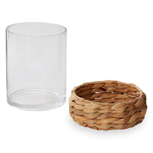 Support de tasse en jacinthe d'eau naturelle tressée à la main avec logo - Product Image 1