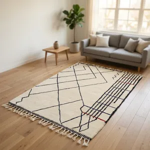 Alfombra Bohemian Trellis 100% Lana, Hecha a Mano, Ecológica, Acolchada, de Pelo Medio y Grosor Ligero para Uso Doméstico - Product Image 3