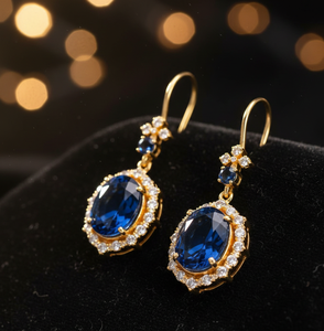 ต่างหูห้อยประดับคริสตัลสีน้ำเงินหรูหรา เงินแท้ 925 ชุบทอง 18K ต่างหูยาวแบบโดดเด่น ขายส่ง เครื่องประดับสำหรับผู้หญิง - Product Image 5