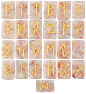 Juego de Piedras Rúnicas de Cuarzo Rosa, 25 Piezas, Letras Futhark Grabadas, Forma Rectangular, Gemas de Cristal Hechas a Mano, Coleccionable Artístico - Product Image 4