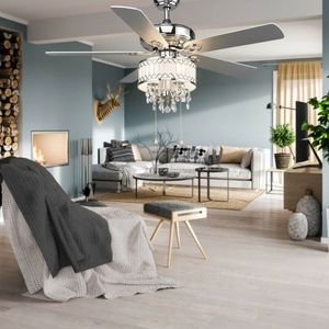 Ventilatore da soffitto a LED con cristalli da 52 pollici e 5 pale reversibili - Product Image 2