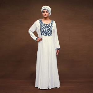 Vestido Maxi Kaftán Modesto de Rayón, Elegante, Cuello Sólido, Corte Holgado, Estilo Árabe Dubái, Manga Larga, Abaya Larga Hasta el Suelo para Eid - Product Image 3