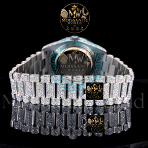 Reloj de Lujo Unisex de Cuarzo con Incrustaciones de Diamantes, Aleación de Oro Rosa, Esfera Analógica, Cristal de Zafiro, Visualización de Fecha, 41 mm, Acero Inoxidable - Product Image 2