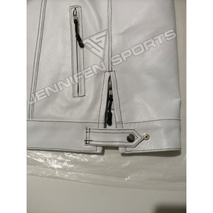 2026 Classic Men's Genuine Cowhide White <b>Leather</b> Biker Vest Stylish <b>Sleeveless</b> Motorcycle <b>Jacket</b> - Product Image 3
