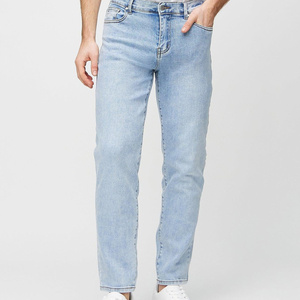Jeans de Mezclilla para Hombre, Lavado Medio, Corte Casual, Ajustado, Transpirable, Sólido, para Invierno y Verano, Tejido Moderno - Product Image 1