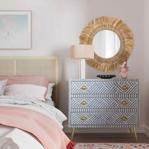 Commode décorative en bois massif avec incrustations en os, meuble de rangement haut de gamme pour maisons élégantes - Product Image 6