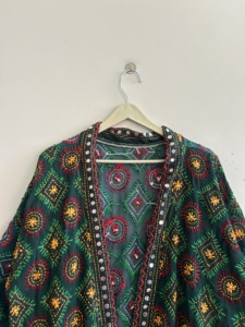 Hand Embroidered Long Boho Kimono Robe <b>Bridesmaid</b> Gift Women <b>Cover</b> <b>Up</b> - Product Image 3