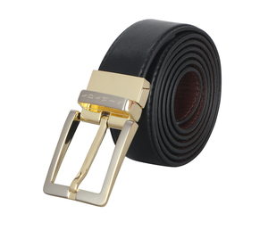 Ceinture en cuir noir grain fin OEM avec boucle rectangulaire noire mate pour tenue décontractée, de bureau et formelle - Product Image 4