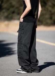 Jeans cargo baggy personnalisés avec logo OEM pour hommes, adolescents et garçons, jeans décontractés amples avec poches à rabat, style Y2K, denim des années 90, streetwear hip-hop - Product Image 4