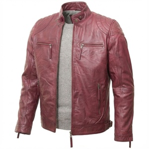 Chaqueta de Cuero para Hombre, Diseño Personalizado con Parche de Logotipo, Chaqueta Bomber de Cuero para Carreras, al por Mayor, Alta Calidad - Product Image 1