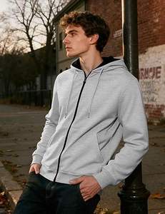 Veste matelassée à capuche zippée pour homme, en toile, décontractée, à manches longues, avec logo sur le devant et poches kangourou - Product Image 5