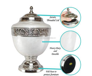 Urnes funéraires en laiton de haute qualité, gravées, blanc nacré, Meena, pour cendres humaines ou d'animaux de compagnie, souvenirs pour adultes, fournitures funéraires - Product Image 4