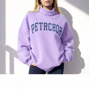 Sudadera oversize con cuello simulado para mujer, estilo casual y holgado, ideal para invierno y streetwear. - Product Image 2