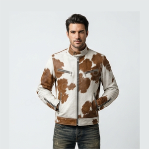 Blousons Bomber en Cuir Véritable de Vache pour Hommes, Fermeture Éclair, Décontractés, Tannés, Printemps-Été, Sur Mesure, Grandes Tailles, Veste Tendance - Product Image 4