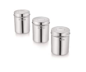 Juego de 3 Recipientes de Cocina de Acero Inoxidable para Té, Café y Azúcar, Juego de 3 Piezas de Metal Repujado - Product Image 2