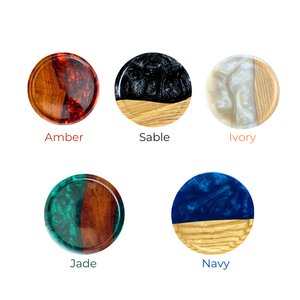 Sous-verre à cocktail moderne en bois, couleurs ambre, sable, ivoire, jade, marine, accessoires de bar réutilisables - Product Image 1