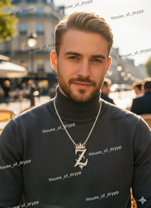 จี้รูปตัวอักษร Z ประดับเพชรโมอิสซาไนต์ทรงมงกุฎ สไตล์ฮิปฮอป สร้อยคอแบบมีประกายระยิบระยับ  งานสั่งทำพิเศษ  เครื่องประดับเงินแท้ 925 ชุบโรเดียม เหมาะสำหรับงานปาร์ตี้ - Product Image 6